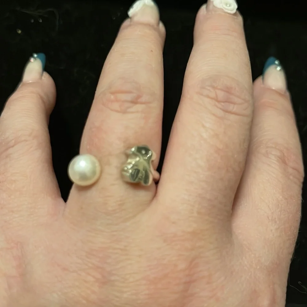 Beautiful sterling silver bear ring with Pearl 💋 - Picture 6 of 8